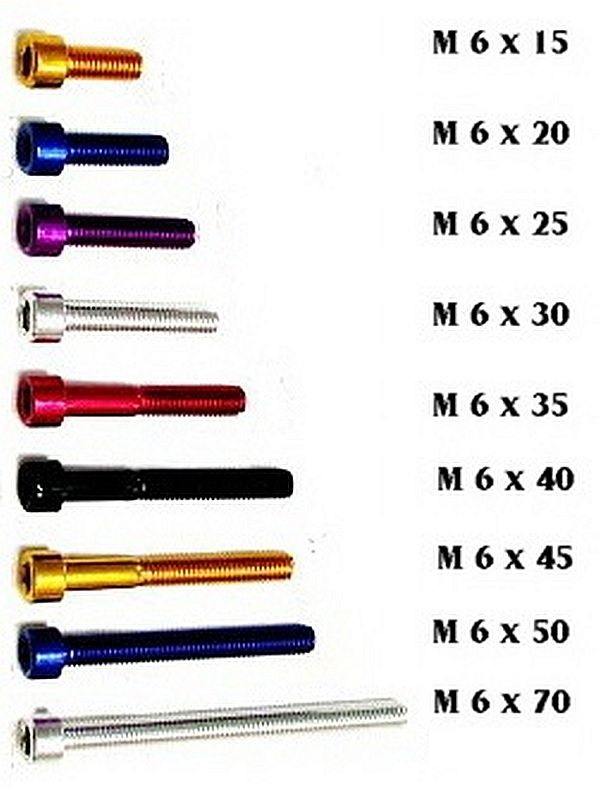 6 x 1/2 Farbig eloxierte Aluminium-Blechschraube